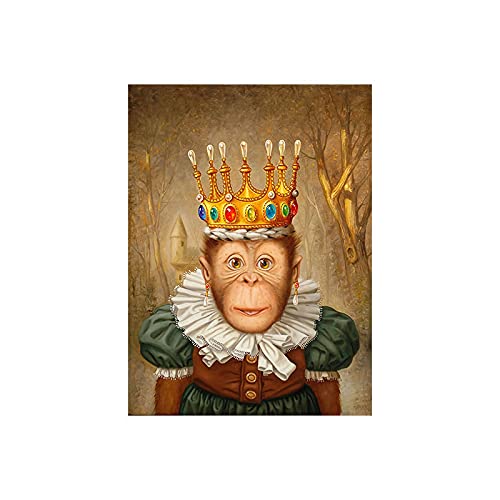 Affiches et impressions sur toile Dessin animé Orang-outan avec couronne Art mural Photos Images Peinture Salon Décor à la maison 15,7 "x 23,6" (40x60 cm) Sans cadre Cover