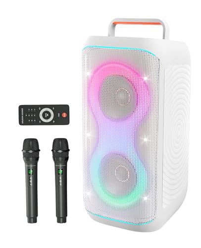 GKD61 Karaoke Machine with Wireless Microphones and Bass