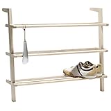 side by side Schuhregal Gaston, Schuhablage, Regal aus massiver Esche, Maße 66 x 72 x 22 cm, inkl. Schuhlöffel, Wandlehnregal