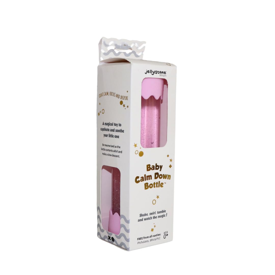 Jellystone Designs, Sensorisches Spiel Baby Calm Down Bottle mit Glitzer, sensorische Flasche für Kinder, involviert, entspannt und beruhigt Angst, Bubblegum, 15,5 x 4,5 x 4,5 cm