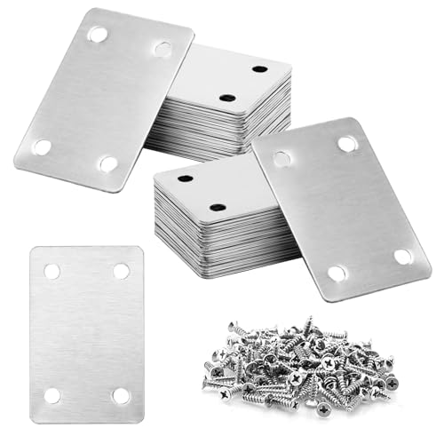 SINJEUN 40 piastre di giunzione piatte dritte da 60 x 38 mm, in acciaio inox con fori, staffe di supporto piatte in metallo con 160 viti per riparare mobili