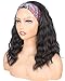 SYMEIW Black Headband Wigs With Brown Highlights For Black Women Synthetic Black Brown Wavy Headband Wigs Soft Light Natural Looking Hair Replacement Wigs Heat Resistant (14 Inch, black brown)