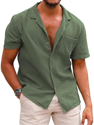 COOFANDY Men’s Hawaiian Floral Shirts Cotton Linen Button Down Tropical Holiday Beach Shirts