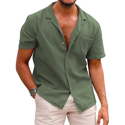 COOFANDY Men Beach Linen Shirt Cover