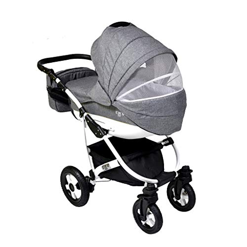 Cleo Kombi Kinderwagen 3 in 1 grau/weiß