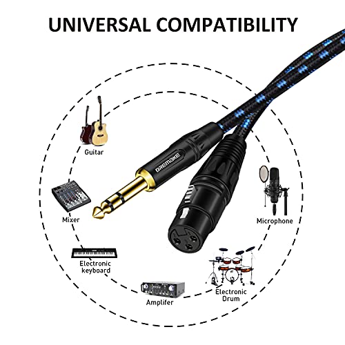 Dremake Trs 1/4 Inch To Xlr Cable, 10Ft Xlr 3-Pin Female To Quarter Inch Male Patch Balanced Cord, Xlr To Jack 6.35Mm Trs Signal Interconnect Cable For Power Amplifier, Speaker System, Audio Console #TOP4