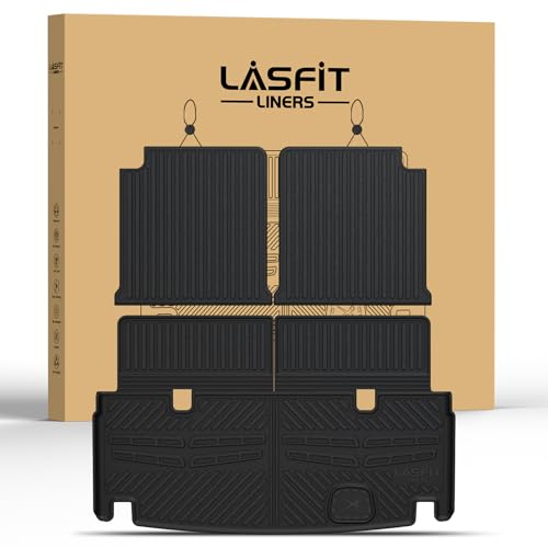 Image of LASFIT Cargo & Backrest Mats for Mercedes Benz GLS 2017-2019 & GL 2013-2016 | Fit for GLS 350d /450 /550 /63 AMG & GL 350 /450 /550 /63 AMG, All Weather TPE Non-Slip Trunk Mat with Seatback, Black