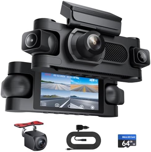 4 Channel Dash Cam 360° View,1080P Front and Rear Inside, Left Ri...