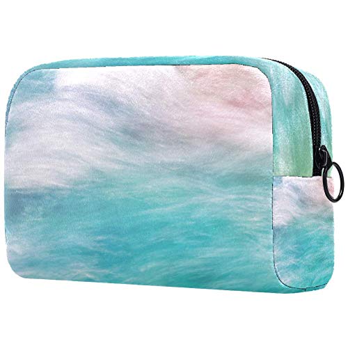 Preisvergleich Produktbild Multifunktionale Make-up-Kosmetiktasche mit weißen und blauen Haaren.