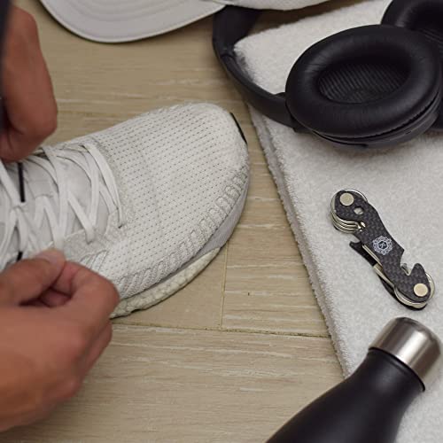 Kingsmen Compact Smart Key Organizer Keychain – Premium Carbon Fiber Key Holder For Keychain With Keychain Accessories (16 Gb Usb, Multitool, Key Ring), Attach Car Key Holder & Edc, 25 Keys (Black) #TOP5