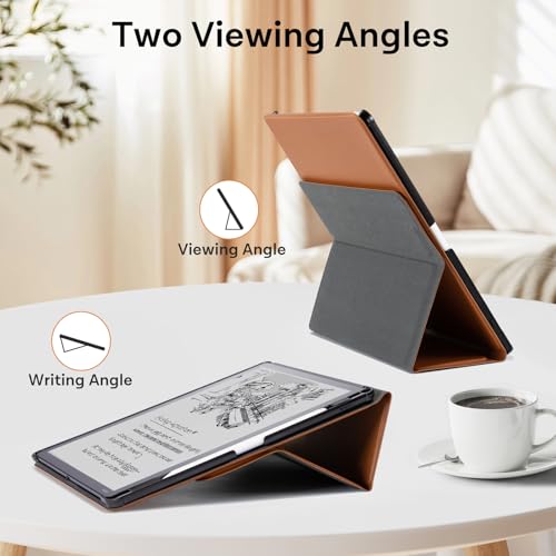 Image of CoBak Case for 11 inch Kindle Scribe 3rd Generation 2025, Kindle Scribe Colorsoft with Two Viewing Angles - All New PU Leather Cover with Auto Sleep Wake, Pen Holder. Brown