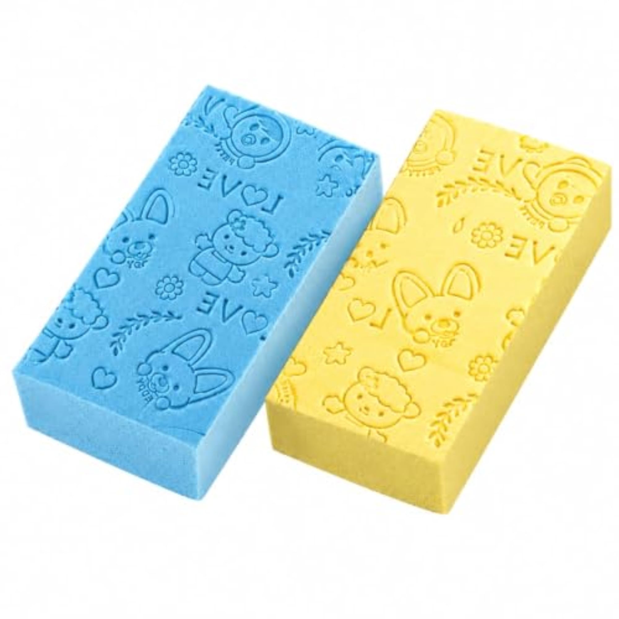 Kids Bath Sponge with Cartoon Embossed Design, Pack of 2