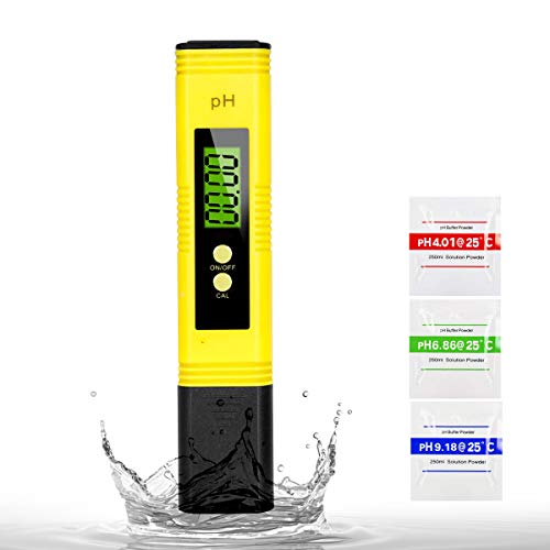 Medidor PH, PH Medidor Digital 0.01 Resolución con ATC/LCD Medidor PH Piscina Digital Calibración Automática para Agua Acuario Laboratorio Piscinas Hidropónico (0-14 PH) (amarillo)