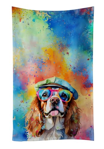 Caroline's Treasures DAC2485KTWL Cavalier Spaniel Hippie Dawg Kitchen Towel Dish Cloths Guest Hand Towel Decorative Bathroom Towel for Face,Tea, Dishcloth, Kitchen and Bath