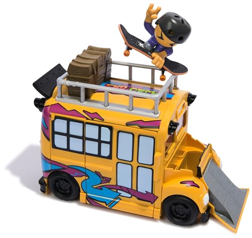 Tech Deck - Playset Camion Sk8 Crew - Bus Transformable avec 1 Finger Skate + 1 Figurine Amovible À Clipser sur La Planche pour Rider - Mini Skate Doigt - Jouet Enfant - Jeu Enfant 5 Ans Et +