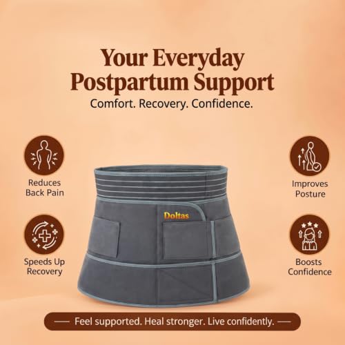 Image of DOLTAS 3-in-1 Post Pregnancy Abdominal Belt for Women - C-Section Abdomen Belt & Belly Wrap for After Delivery Recovery - Adjustable Postpartum Belt, Maternity Belt for Waist, Pelvis & Tummy Support (Free Size) (Grey & Green)