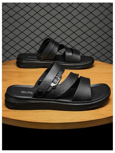 GORGLITTER Men's Beach Leather Sandals 2025 Slide Footwear Slip On Slippers2