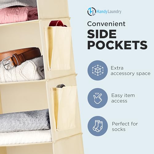 Handy-Laundry-Hanging-Closet-Organizer-6-Shelf-Storage-for-Clothes-Sweaters-Shoes-Accessories-Space-Saving-Wardrobe-Shelves-with-Hooks-for-Dorm-RV-Small-Closet-Organization-Beige