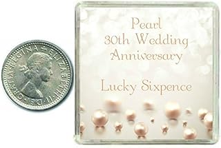 Lucky Sixpence Coin for a Pearl 30th Wedding Anniversary & Traditional Thoughtful Keepsake Gift idea. Parents, Mum, Dad, Son, Daughter, Grandparents