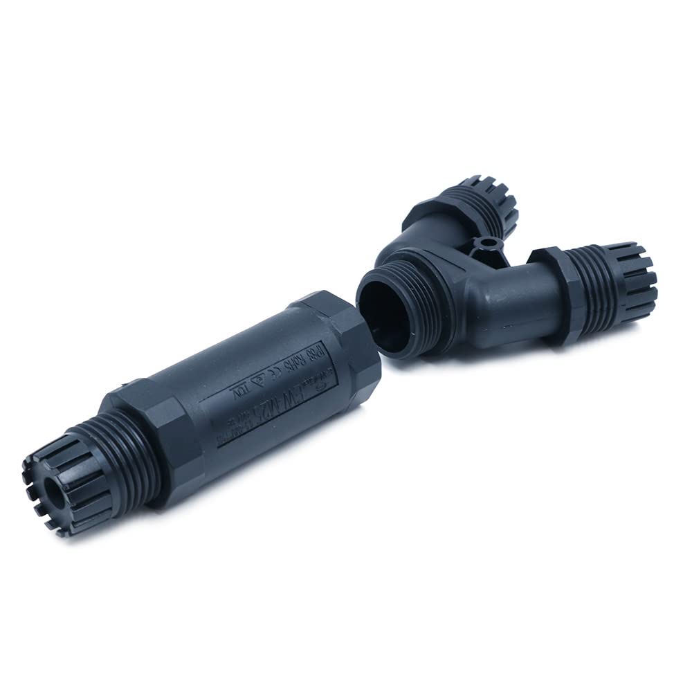 ZONADAH Pack of 2 Y-Type 3-Way IP68 Waterproof Electrical Cable Wire Connector M25 450V 32A 3 Pin 5-9mm 4M Depth Outdoor Garden Lighting Wiring - Image 3