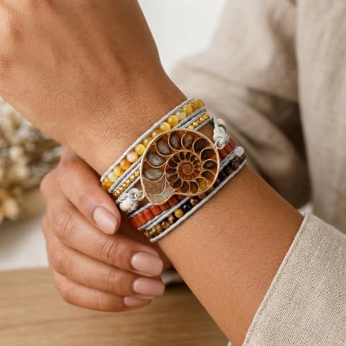Image of YGLINE Boho Handmade Wrap Leather Tube Crystal Stone Bracelet for Women