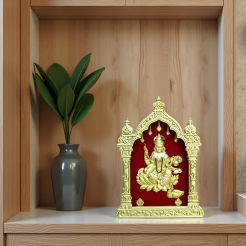 Image of EKA Temple Series Saraswati Maa Tabletop|Gold Foil Goddess Saraswati |Showpiece for Study Table, Home Temple & Office Decor|Ideal Gift for, Festivals & Housewarming- 9cm x 4cm x 11cm