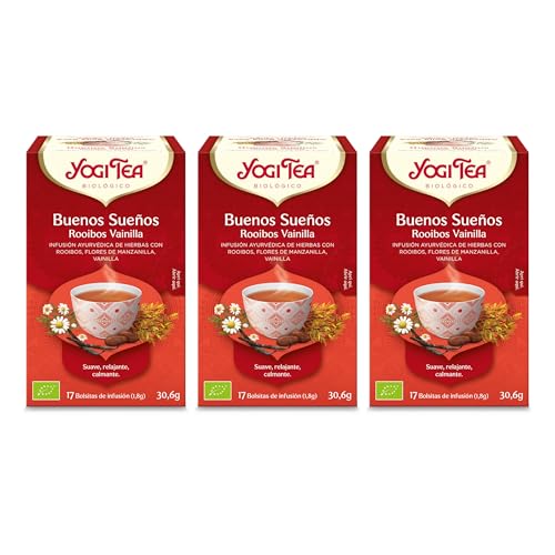 Yogi Tea - Buenos Sueños Rooibos Vainilla - Infusión Ayurvédica - Con Raíz de Valeriana - Pack de 3x17 bolsitas (51 bolsitas en total)