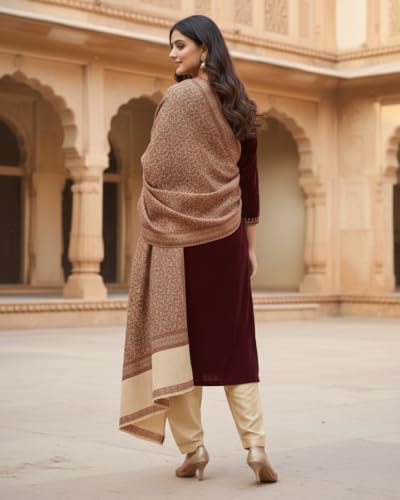 Image of KTI Women stylish multicolor embroidered woolen shawl