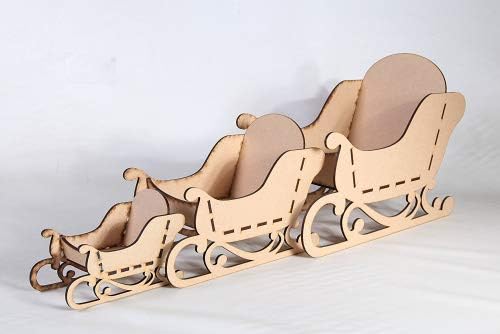 Large MDF 3D Santa Father Christmas Sleigh for Decoration