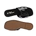 Athlefit Women's Black Flat Sandals Fashion Square Open Toe Dressy Summer Slip On Leather Slide Sandals Size 8
