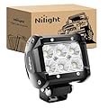 Nilight Led Pods 18W 1260LM Flood Off Road Driving Fog Light Bar Work Lighting for Truck Tractor Pickup Boat SUV ATV UTV 4WD Car 4x4 Van Camper Motorcycle Dirt Bike Golf Cart 12V 24V