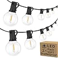 100ft 2-Pack Outdoor G40 LED Globe String Lights Dimmable Waterproof Shatterproof Light Strings with 52 Bulbs Connectable Commercial Hanging Lights for Christmas Patio House Backyard Balcony Party