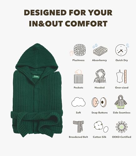 Image of Luxury Organic Japanese Cotton Hotel & Spa Waffle Bathrobe for Men and Women (Hooded /Kimono)