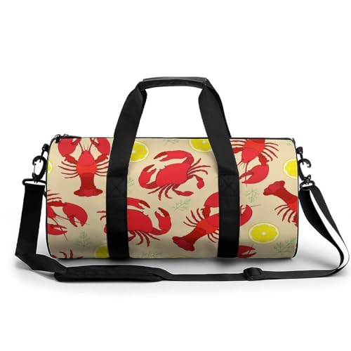 Sac de voyage 45x23x23cm homard rouge duffel bag pour sport et gym