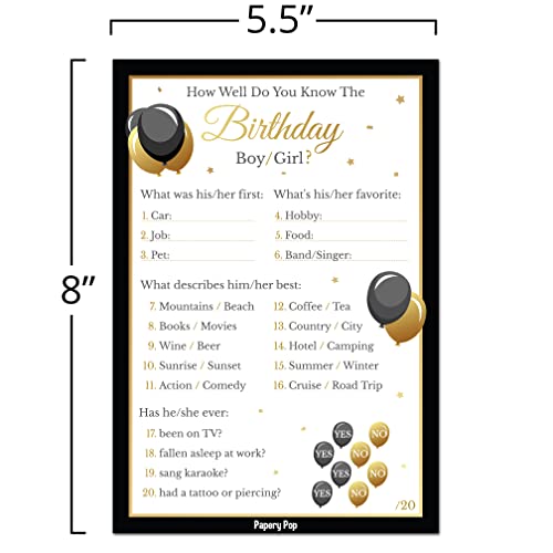 Birthday Games - How Well Do You Know The Birthday Boy or Girl (Pack of 50) - Thumbnail 3