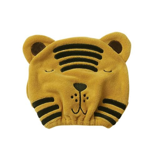 ibasenice Gorro para Secar el Cabello Tigre de Dibujos Animados, Absorbente y Rápido Secado, Toalla de Coral Suave para Mujer, Envoltura Absorbente para Ducha en Casa y Viaje