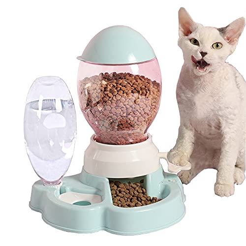 KTWEGOFU Automatic Cat Feeder and Water Dispenser,Auto Gravity Food Feeder & Non Spill Water Dispenser 2 in 1, Durable…