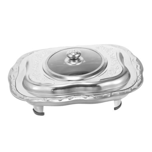 SUPVOX Buffet in Acciaio Resistente al Calore con Piano Liscio Contenitore Termico per Alimenti Caldi Vassoio Portata Leggero per Catering e Servizio Alimentare