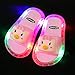 Perferct Chausson Chauffant,Pantoufles Lumineuses à LED, Pantoufles AntidéRapantes à Semelles Molles en PVC, Sandales De Piscine pour Enfants, Filles Et GarçOns Bascule, Tout-Bas-Rose Un_UE 22