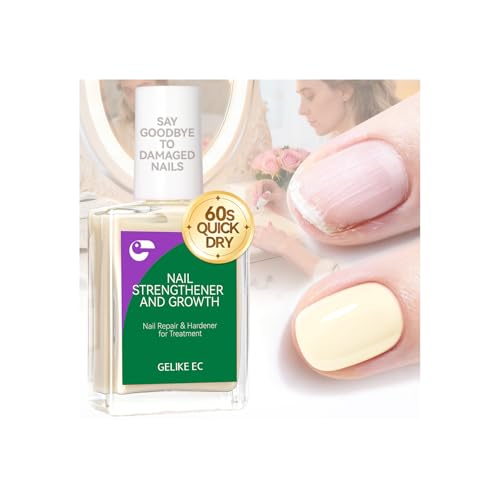 Nail Hardener Extra Strong and Growth: Milky Apricot 15ml Natural Nail Polish Strengthener and Growth for Damaged Nails - 6 in 1 Nails Repair for Housewives Working Women Manicure Home Salon Daily Use
