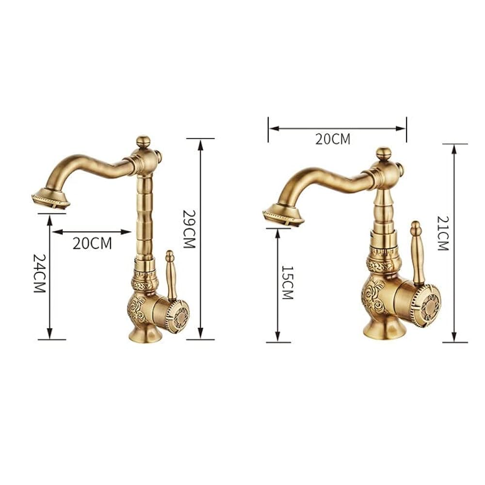 Amazon | Antique Brass Bathroom Faucet Washbasin Retro