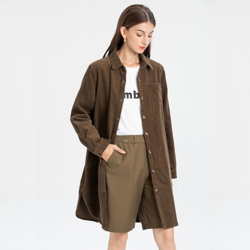 Minibee Women's Corduroy Shirt Coats Long Sleeve Button Down Blouses Tops with Pockets2