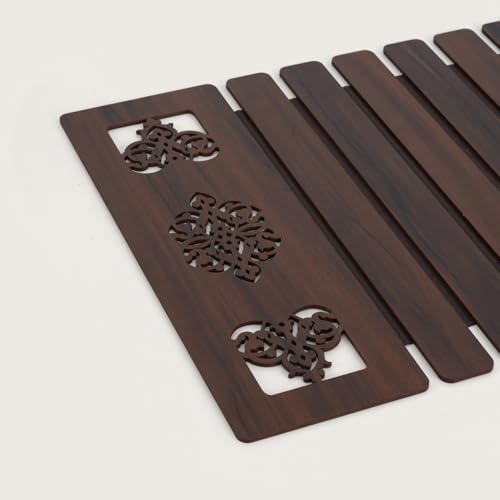 Image of HOME 360 Modern Slat Table Runner | Decorative Finish MDF Slats with Intricate Cut-Out Patterns | 14X72 Inches | Rollable Table Centerpiece for Dining Room, Kitchen | (Darkbrown 1, 14X72 INCH)
