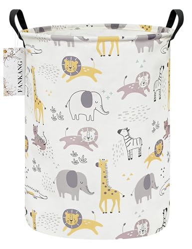 FANKANG Storage Basket, Nursery Hamper Canvas Laundry Basket Foldable with Waterproof PE Coating Large Storage Baskets for Kids Boys and Girls,...