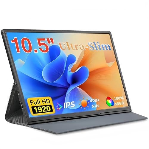 moonka 10.5inch Portable Monitor 1920x1280P FHD IPS Screen USB-C Laptop Second External for Laptop,PC,Mac Phone,PS,Swich,IPS Ultra-Thin Zero Frame Gaming Monitor/Premium Smart Cover by moonka - Used condition - US$53.54