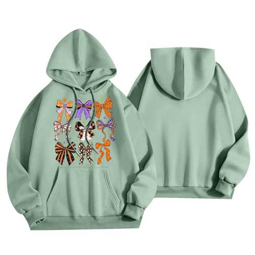 Halloween Hoodies for Women 2025 Fall Fashion Long Sleeve Cute Ghost Graphic Lightweight Hoodie with Pockets