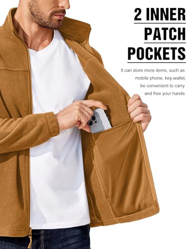 Image of COOFANDY Mens Polar Fleece Jacket Lightweight Full Zip Jackets Outdoor Coat