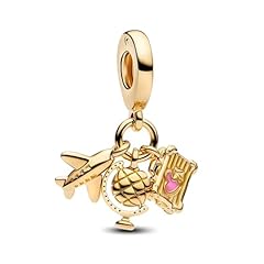 Airplane, Globe & Suitcase Triple Dangle Charm M1910