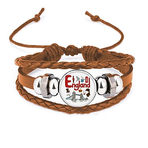 Bracelet en cuir Angleterre bijoux homme et femme motif britannique unique