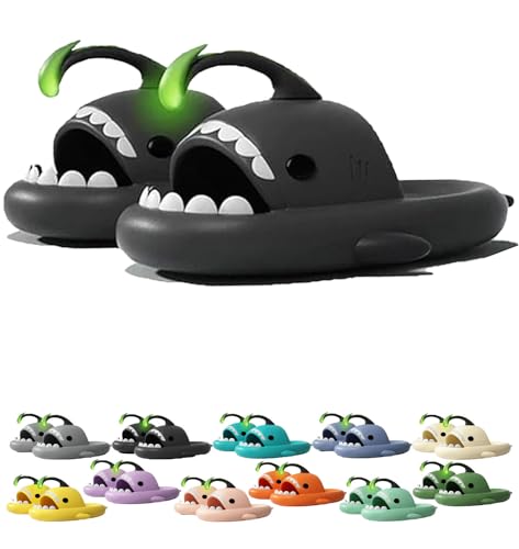 Jfxgjuv Luminous Shark Slippers Galaxy Shark Slides Spooky Shark Slides Glow in The Dark Angler Fish Slides Shark Cloud Slides Glow in The Dark Shark Slides